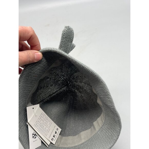 August hat company bow acrylic blend grey one size READ new - Picture 5 of 6